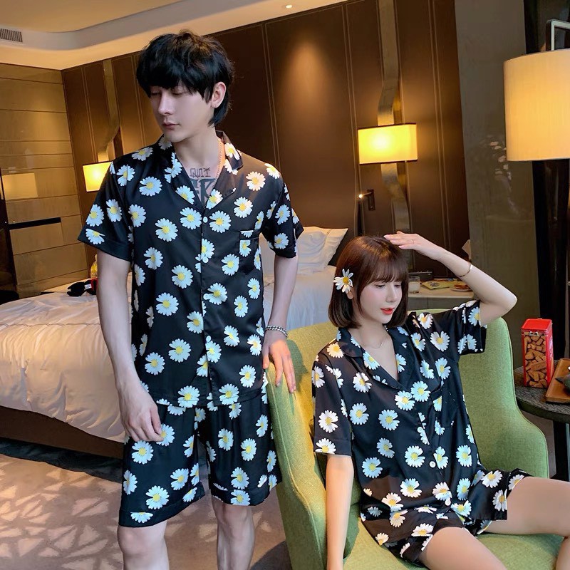 SET ĐỒ NGỦ HÌNH GẤU HOA CÚC PIJAMA NAM NỮ - LJINSTORE