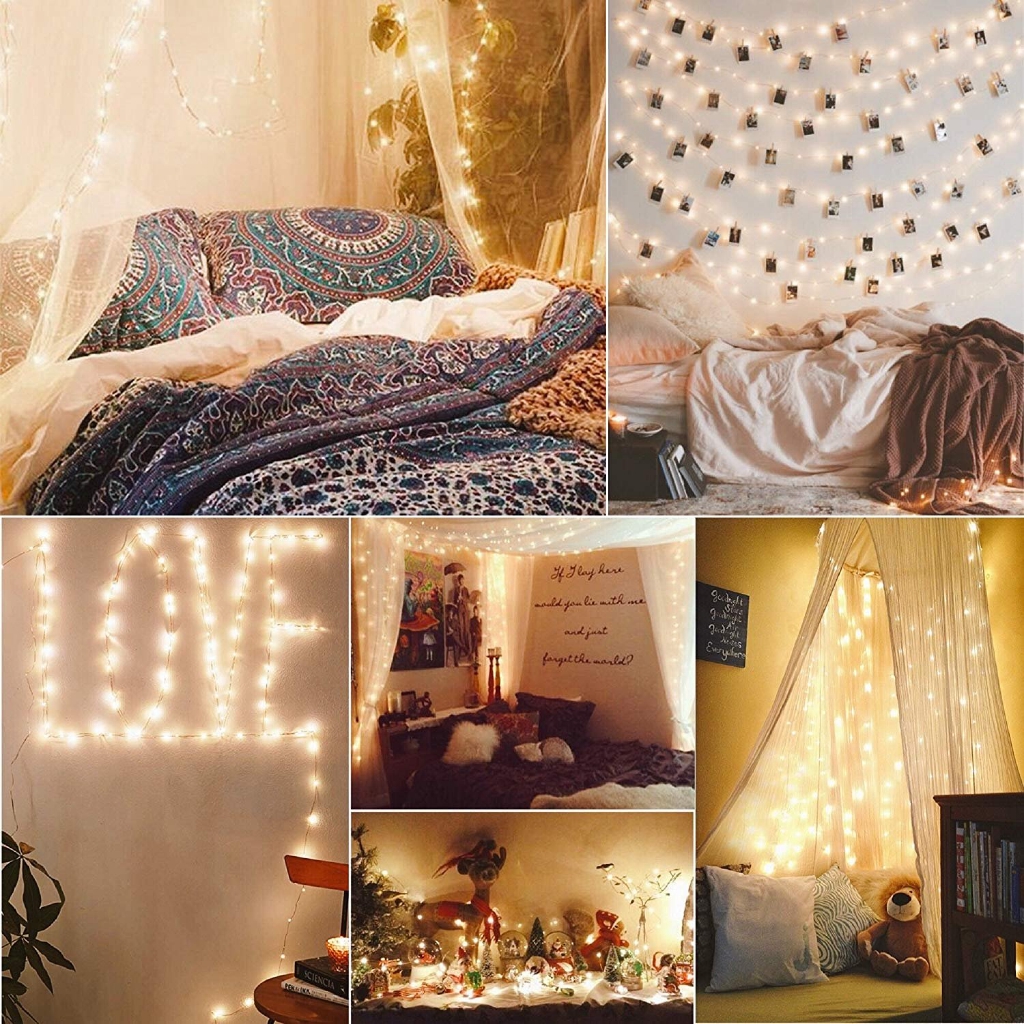 Dây đèn led 100 bóng dài 10m 8 chế độ sáng dùng trang trí độc đáo