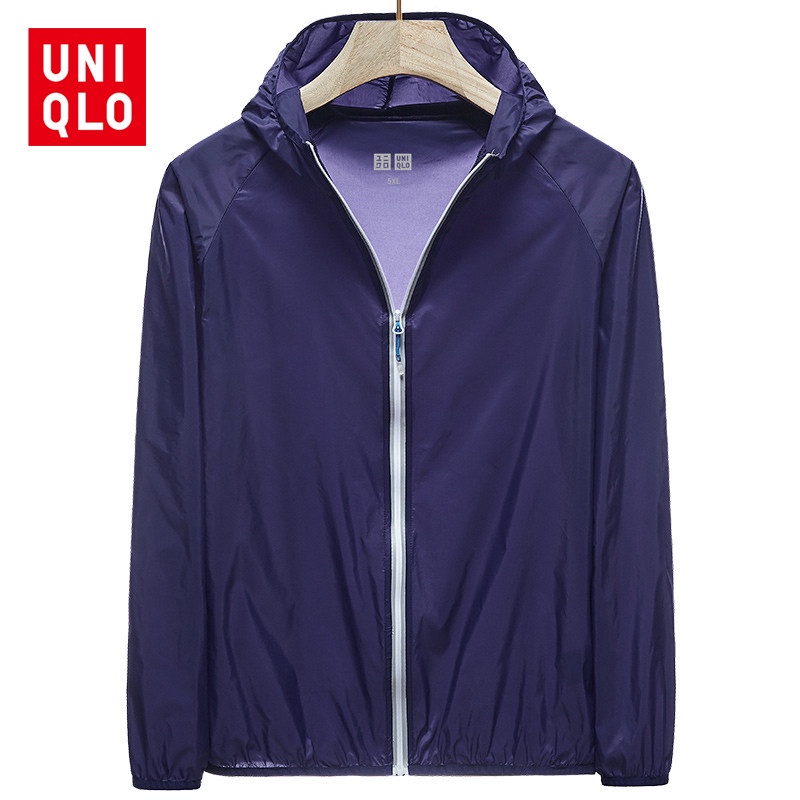 Uniqlo Áo Khoác Chống Nắng Siêu Mỏng Chống Tia uv Có Mũ Trùm Đầu Chất Liệu Nhanh Khô Chống Thấm Nước Cho Nam Giới