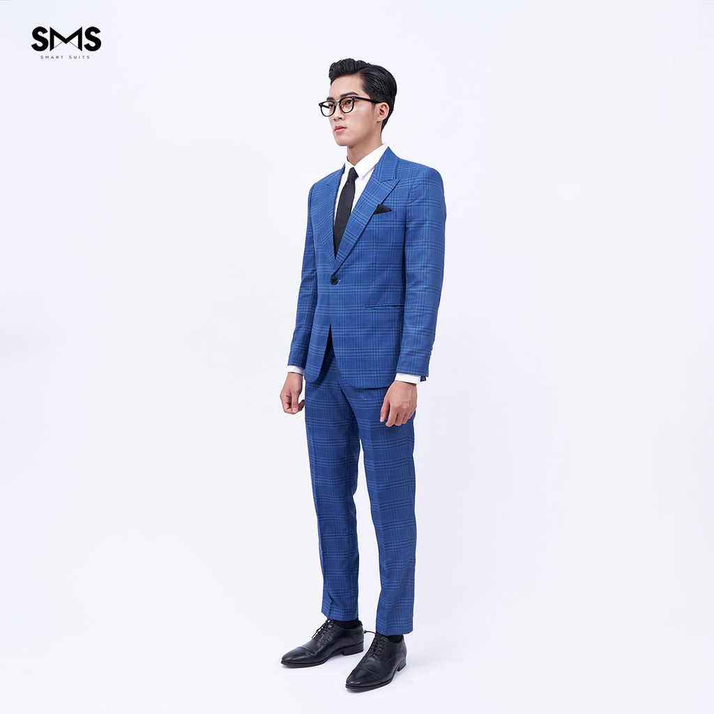 Vest nam xanh kẻ ô, suits sartorial, 1 khuy 2 túi, chuẩn form Smart Suits