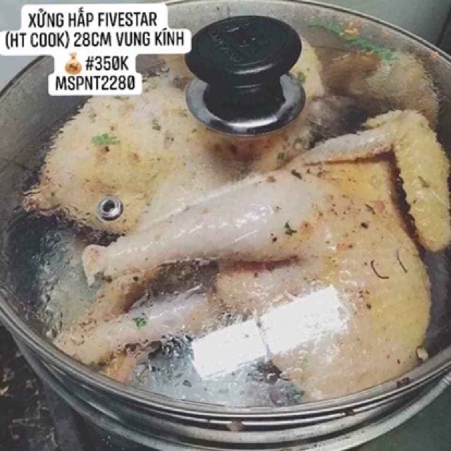 Bộ nồi xửng hấp inox 28cm nắp kính cường lực Fivestar HT Cook sử dụng được trên tất cả các loại bếp kể cả bếp từ