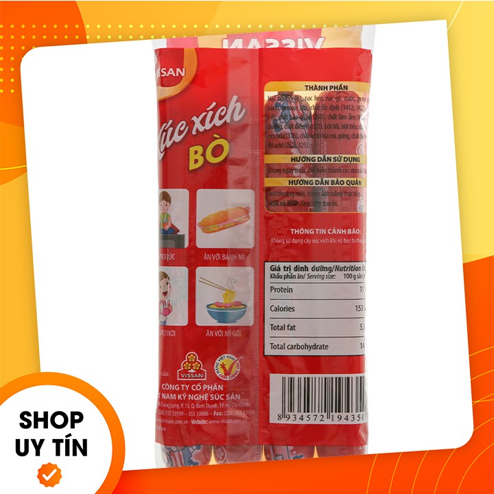 [ HSD DÀI ] Xúc xích Bò tiệt trùng Vissan 280g (4 cây) - Công Ty Thực Phẩm SibMart - SF0034 | BigBuy360 - bigbuy360.vn