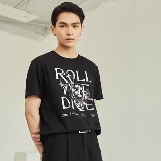 Áo phông nam Cotton USA Highway (Menswear) Roll the dice Đen