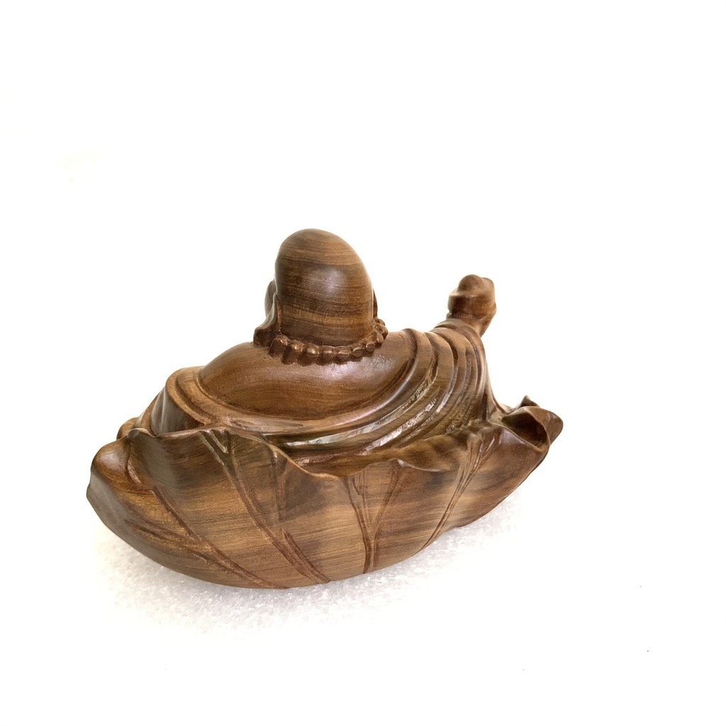 Tượng Phật Di Lặc Ngồi Lá Sen Làm Bằng Gỗ Nguyên Khối Đặt Trang Trí Nhà Cửa, Ô Tô