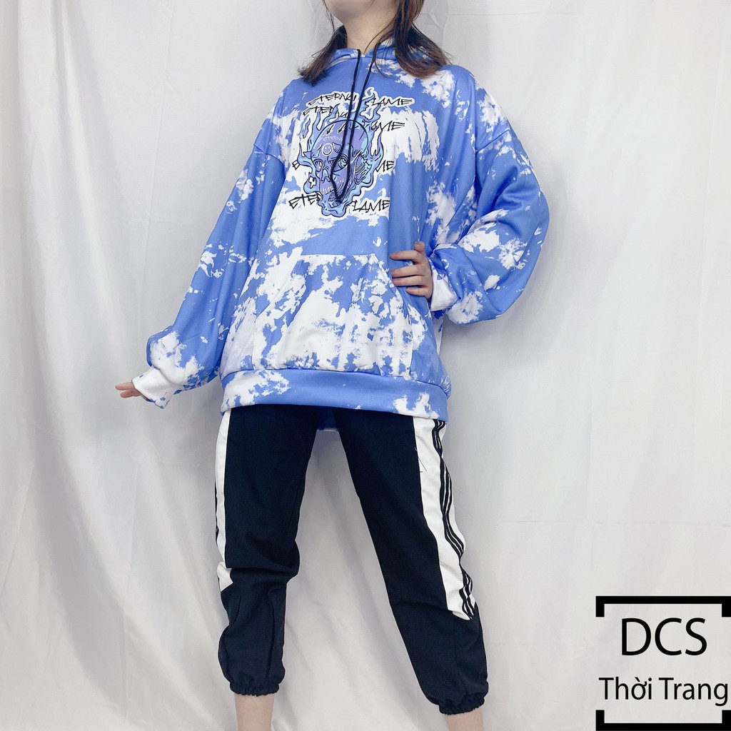 Áo Hoodie Loang Mặt Quỷ Chất Nỉ Ngoại In Chuyển Nhiêt 3D Xưởng May DCS