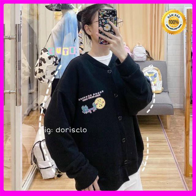 [Ảnh Thật] Áo Khoác Unisex Cardigan Hình Mặt Cười Thun Nỉ Ngoại Freesize 65kg AK97 [ ÁO KHOÁC NỮ _ ÁO KHOÁC NAM ] | BigBuy360 - bigbuy360.vn