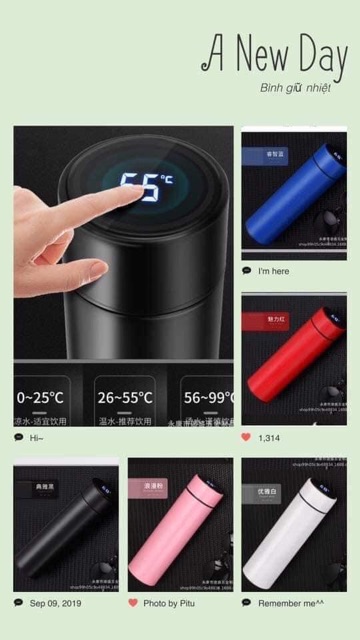 Bình giữ nhiệt 500ml hiển thị nhiệt độ