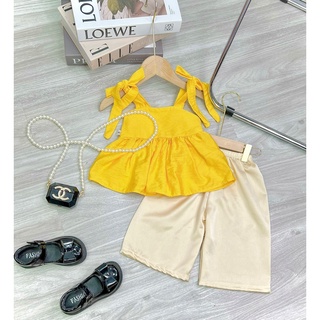 set áo 2 dây lửng quần lụa bé gái