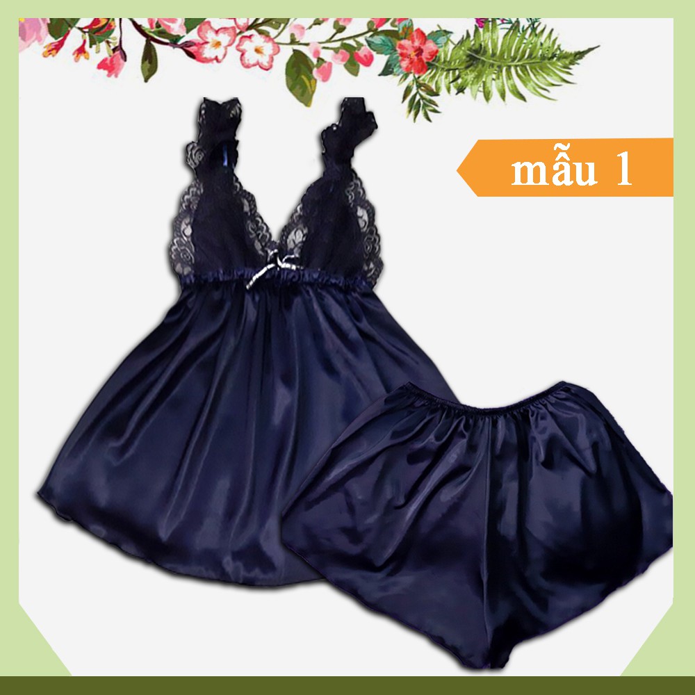 Đồ ngủ sexy satin phối ren hàng bigsize dưới 90kg | BigBuy360 - bigbuy360.vn