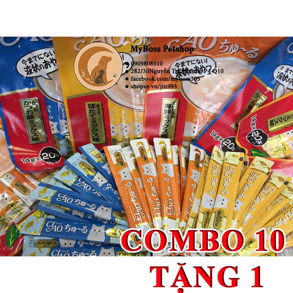 SOUP THƯỞNG CIAO CHO MÈO - COMBO 10 TUÝP CIAO [TẶNG 1 TUÝP]