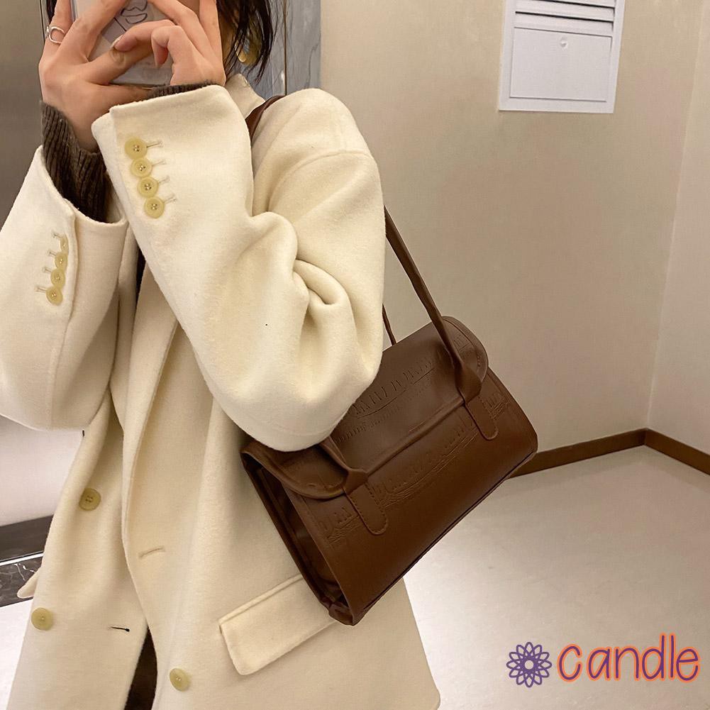 【COD】Vintage Stone Pattern Underarm Bag Women Solid Color Leather Shoulder Totes