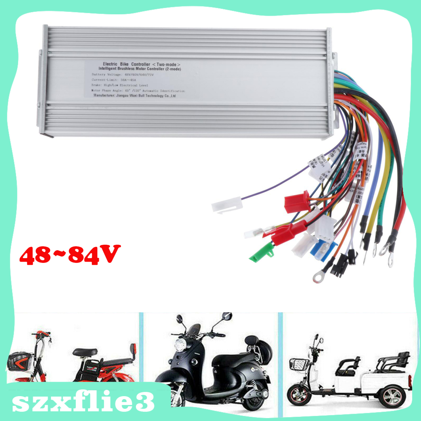 [Szxflie3] E-Bike 72V/48V 1500W Brushless DC Motor Controller Throttles Speed Control Unit