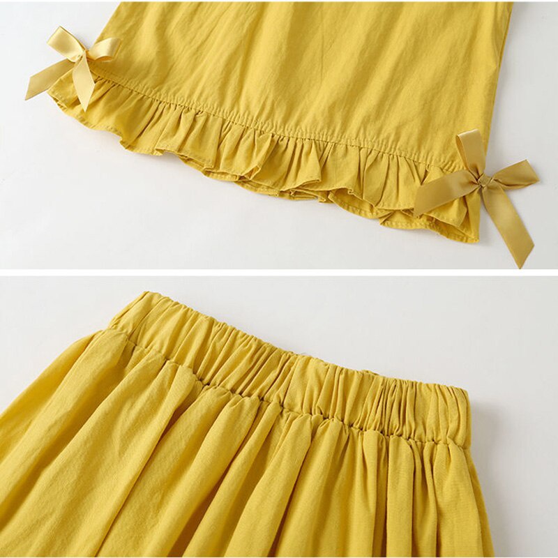 Bộ Áo Thun Không Tay + Quần Dài Dáng Rộng Chất Liệu Cotton Thời Trang Mùa Hè Dành Cho Bé Gái 5-12 Tuổi