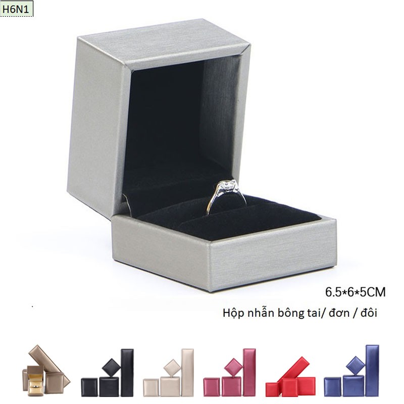 [H6N1-Giá xưởng] Hộp nhẫn/bông tai - Hộp đựng trang sức bọc da cao cấp kiểu nắp gập