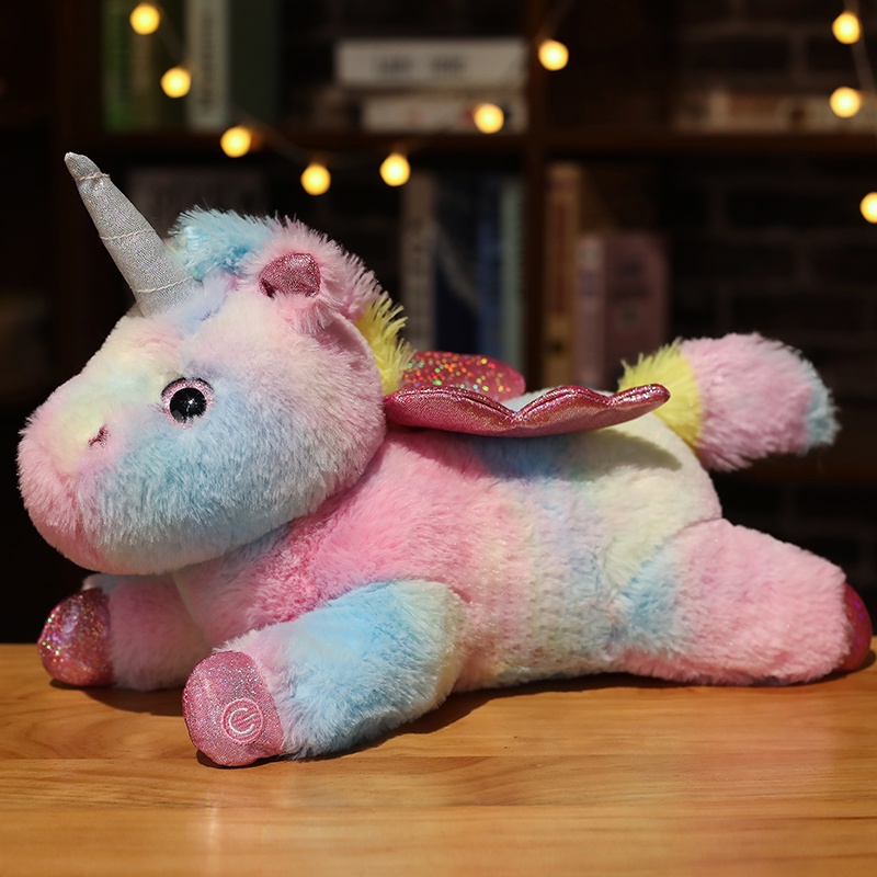 AIXINI ❤38cm Colorful LED Unicorn Plush Toys Glowing Stuffed Animals Pink Unicornio Horse Toy Cute Light Up Doll Kids Girls Xmas