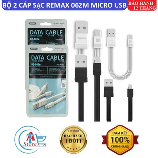 Bộ 2 Cáp sạc MicroUSB Remax RC 062m Dài 0,16m và 1m Chính hãng l Bảo Hành 12T