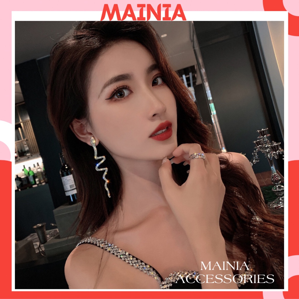 Bông Tai Hàn Quốc Dáng Dài Hình Rắn Đính Đá Siêu Sang Mainia Shop