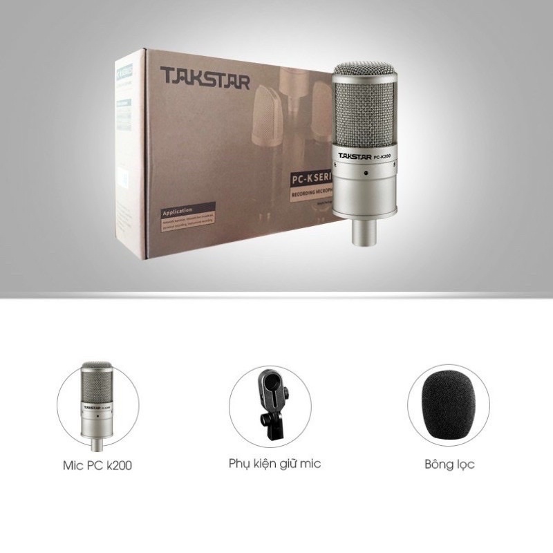 Mic thu âm Takstar Pc K200  1 năm - Mic livestream - Mic karaoke PC K200
