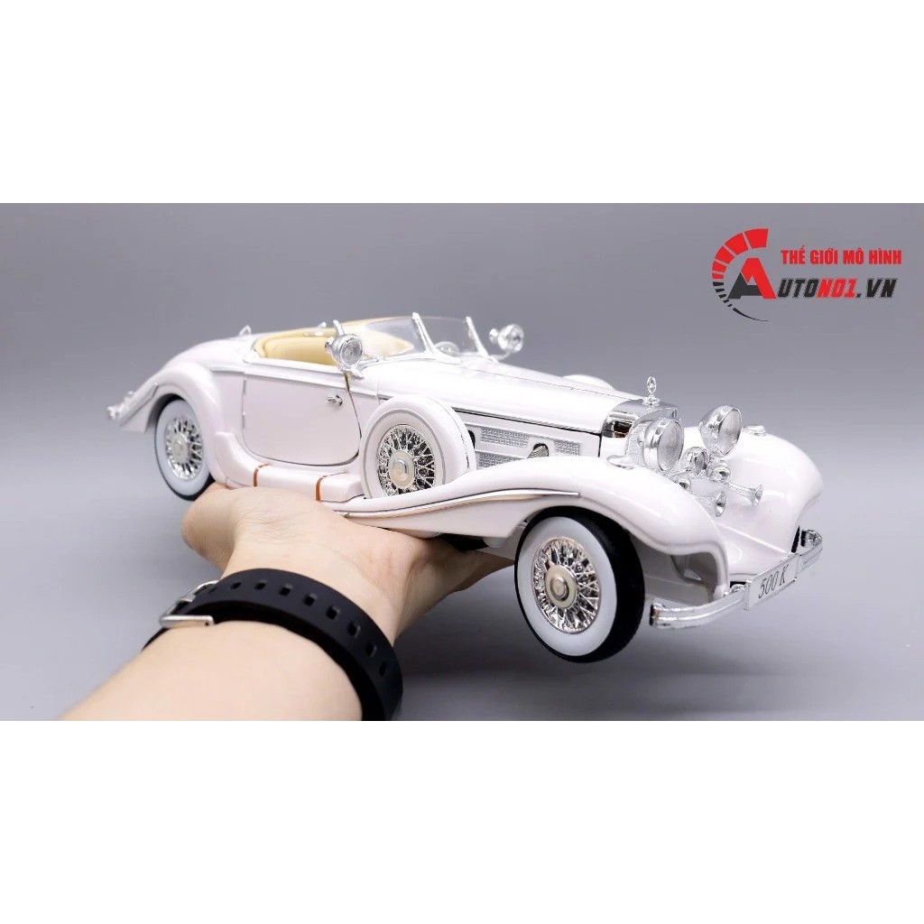 MÔ HÌNH XE MERCEDES BENZ 500K TYP SPECIAL ROADSTER 1936 WHITE 1:18 MAISTO 5781