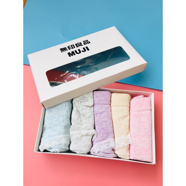 Hộp 5 quần lót nữ MUJI cực xinh chất cotton viền ren HÀNG TỐT | BigBuy360 - bigbuy360.vn