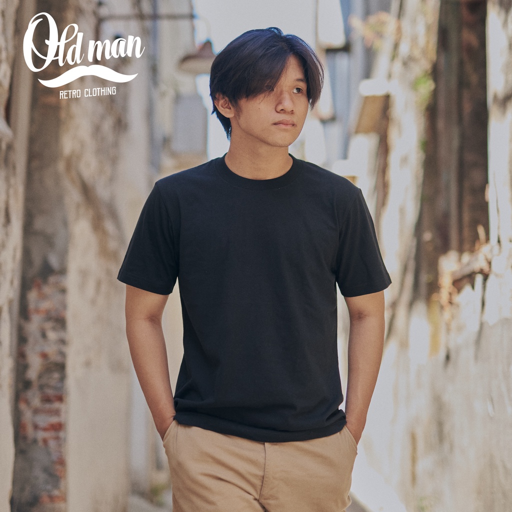 Áo Thun Cotton Nam Trơn OLDMAN Cổ Tròn, Có Bo Cổ, Áo Phông Retro Unisex 220g Vintage, Basic, Tay Đùi Ngắn, Cổ Điển | BigBuy360 - bigbuy360.vn