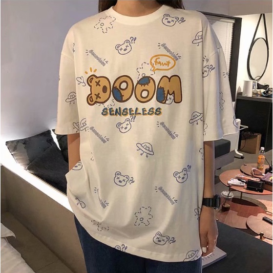 Áo Thun Tay Ngắn Dáng Rộng In Hình Gấu Thời Trang Hong Kong Cho Nam 2021 t shirt nữ in hoa new ifashion top