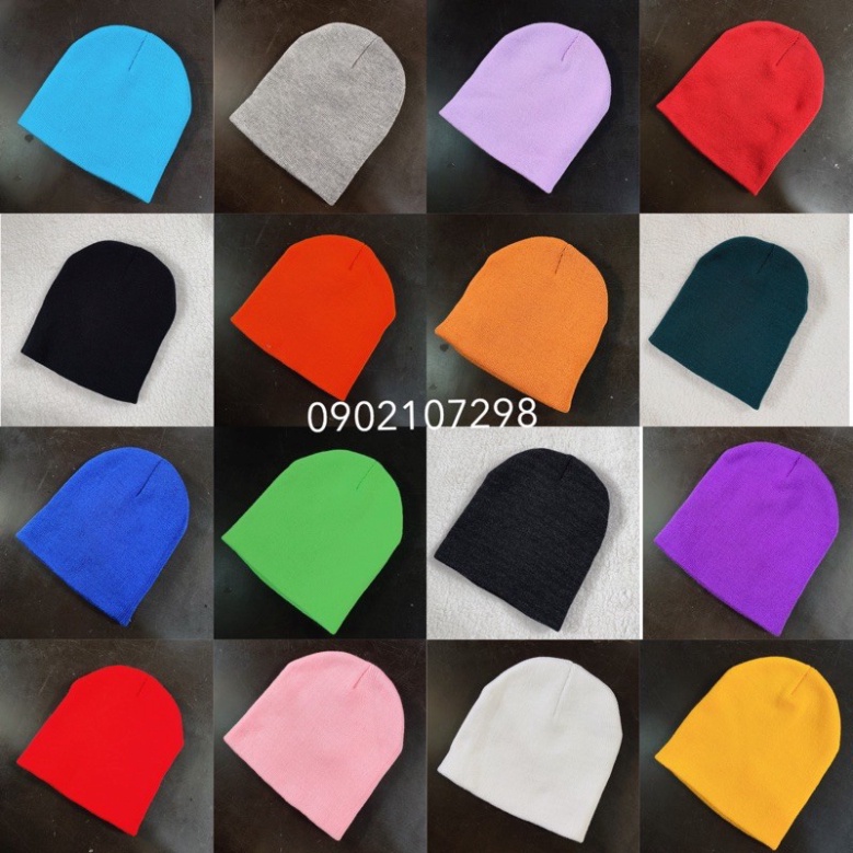 [Sỉ Tận Gốc] Mũ Len Beanie Trơn Dáng Ngắn Đủ Màu Cho Người Lớn, Trẻ Em (Ảnh &amp; video thật) 21cm