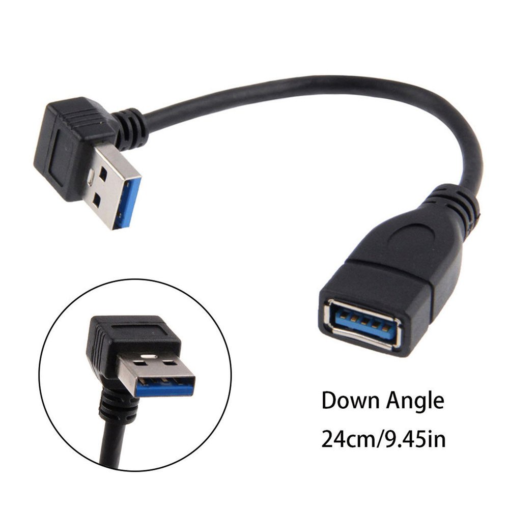 Đồng bộ hóa dữ liệu 90 độ Usb 3.0 Cáp chuyển đổi góc xuống Nam A đến Nữ A