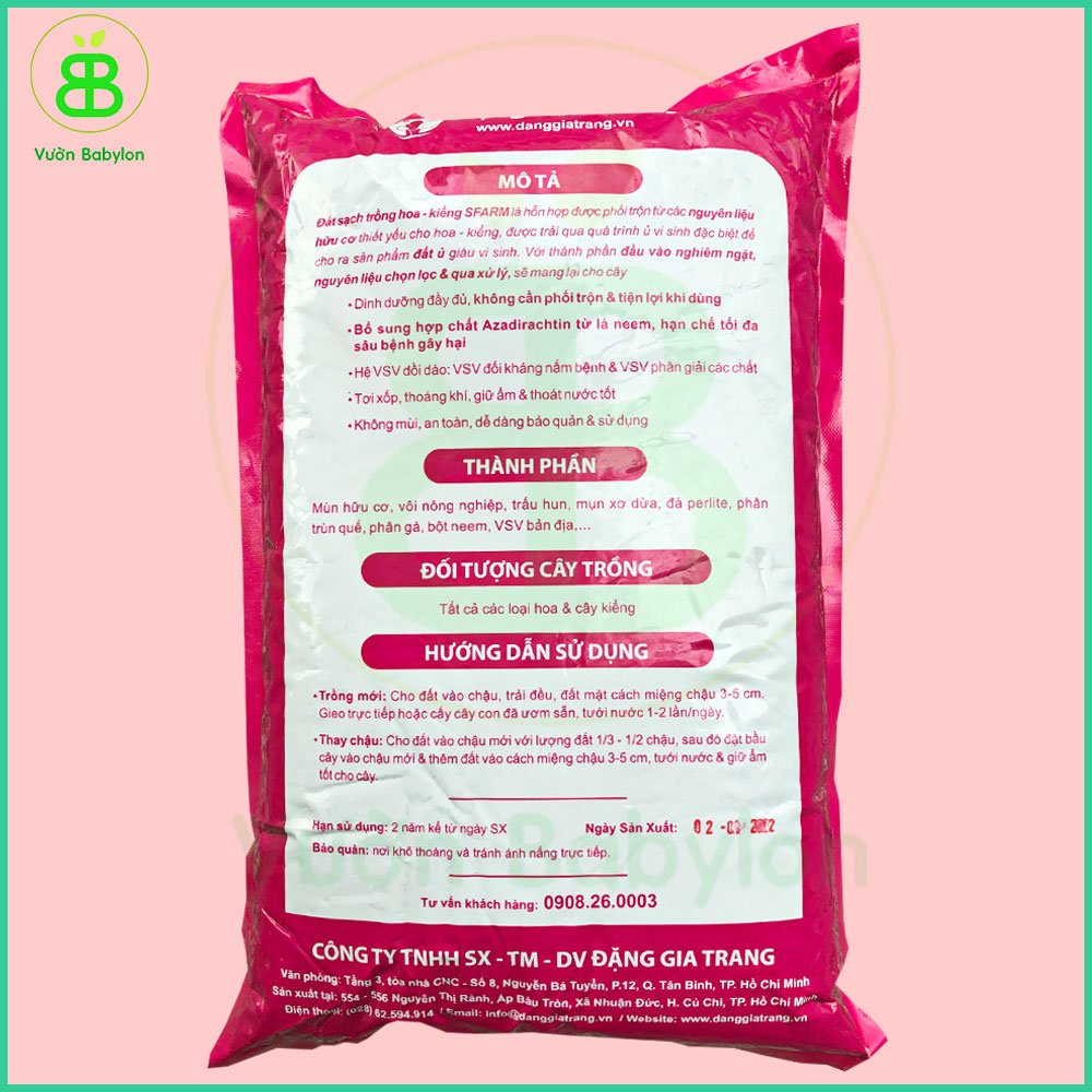 Đất dinh dưỡng chuyên trồng hoa kiểng sfarm - túi 5dm3
