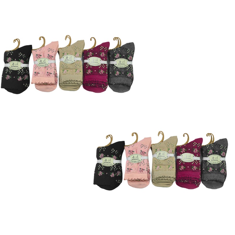 Set 10 Cặp Vớ Họa Tiết Hoa Dập Nổi Nhiều Màu Sắc Phong Cách Cổ Điển