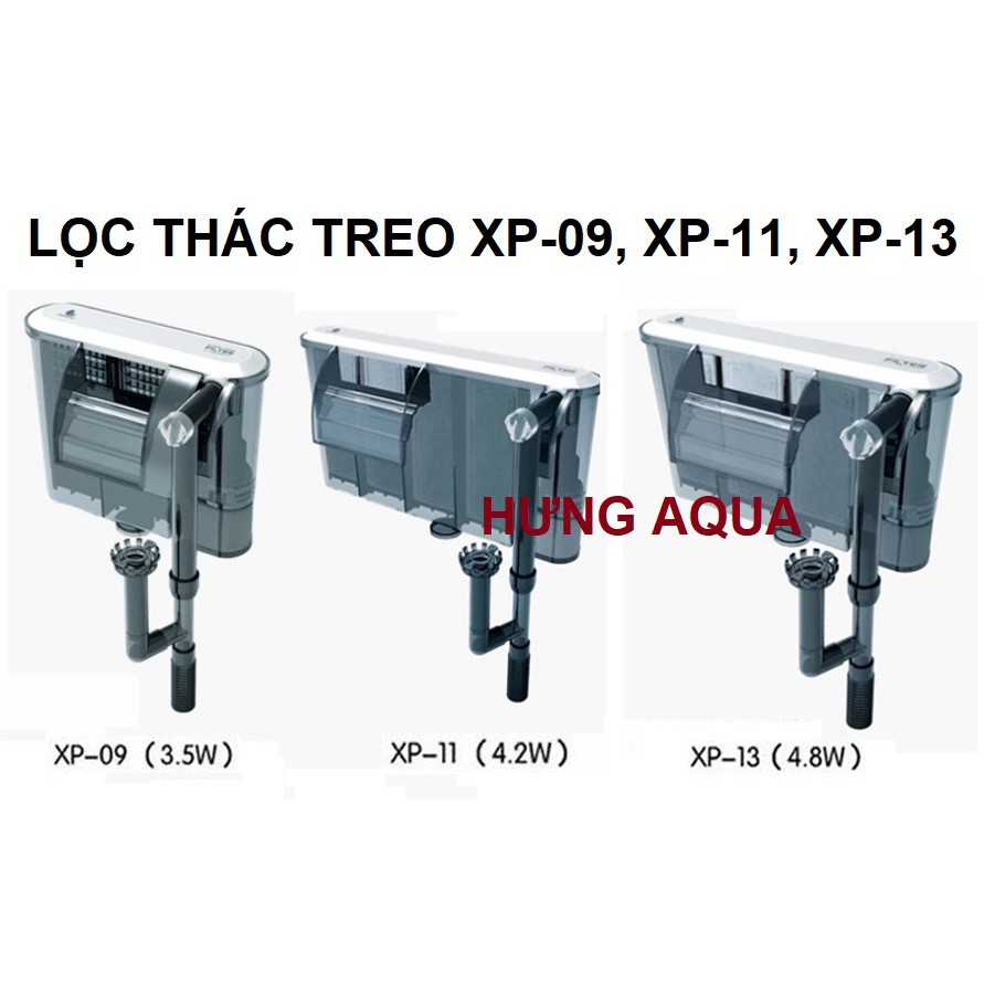 Lọc thác -Lọc thác bể cá - Lọc thác treo bể cá kiểu Nhật siêu mỏng XP-11, XP-13 kèm lọc váng & vật liệu lọc (chính hãng)