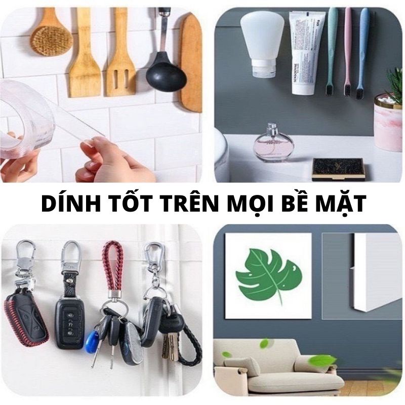 Băng dính 2 mặt siêu dính Nano trong suốt 3cm*3m dính mọi bề mặt tiện lợi