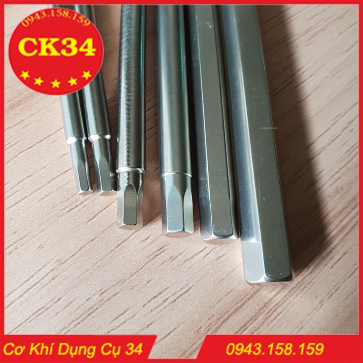 Bộ 6 đầu lục giác dài 100mm dành cho khoan, máy bắn vít