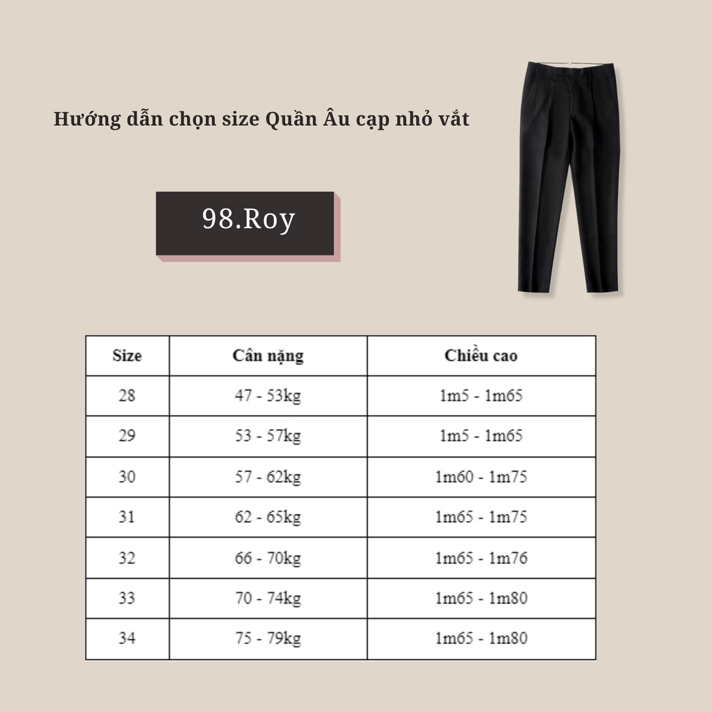 Quần âu nam cạp cao nhỏ vắt