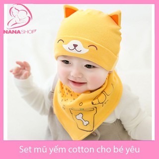 Set mũ + yếm cotton cho bé yêu