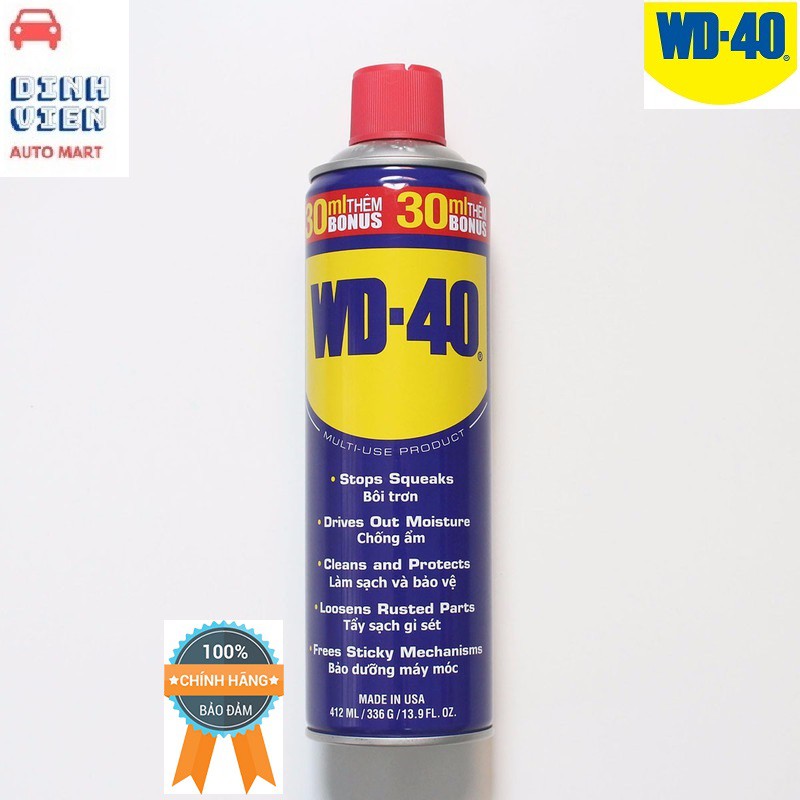 [ ƯU ĐÃI ] Chai xịt Bôi trơn Làm sạch Thẩm thấu Chống ẩm WD-40 Multi-Use Product 412ML giúp bảo quản đồ dùng