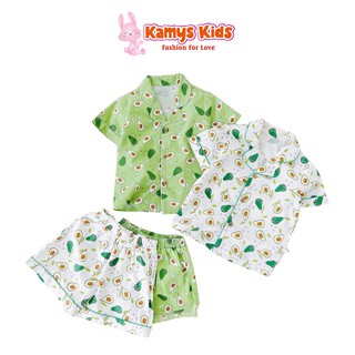 Bộ quần áo cộc tay pyjama trẻ em hình quả bơ KAMYS KIDS cho bé trai và bé gái từ 9-23kg