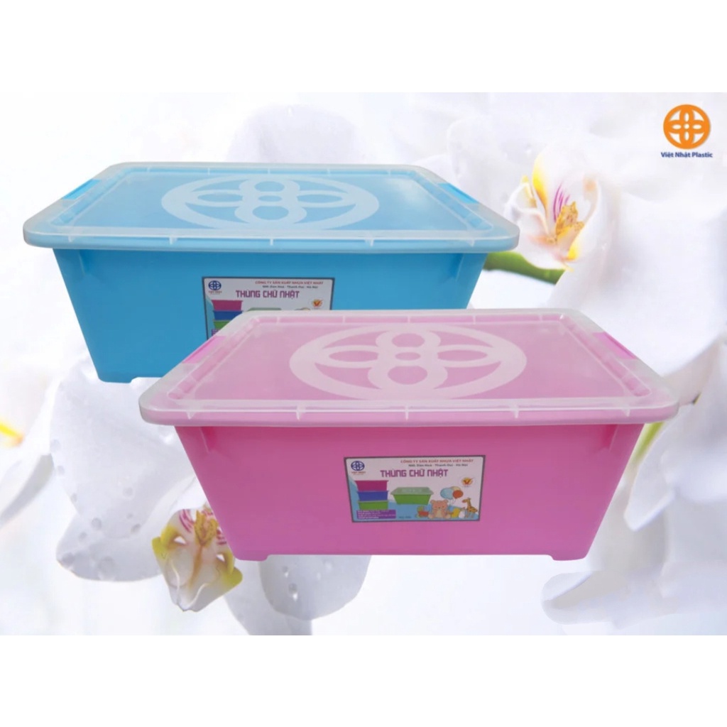 Thùng đựng đồ chữ nhật Nhựa Việt Nhật. Kích thước: 54 x 38 x 24cm