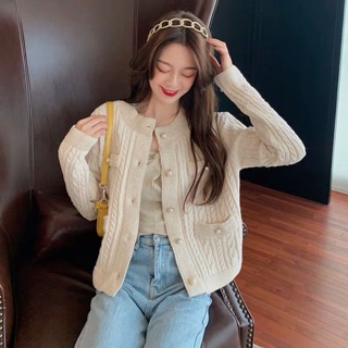 [ORDER] Áo khoác len cardigan cúc ngọc tiểu thư phong cách retro