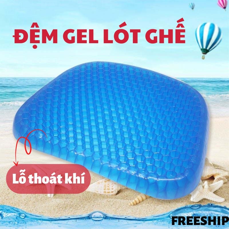 Đệm Lót Ghế, Đệm Gel Thoáng Khí, Nệm Ngồi Ô Tô Dạng Gel Điều Hoà Tuần Hoàn Máu, Chống Thoái Hoá Cột Sống