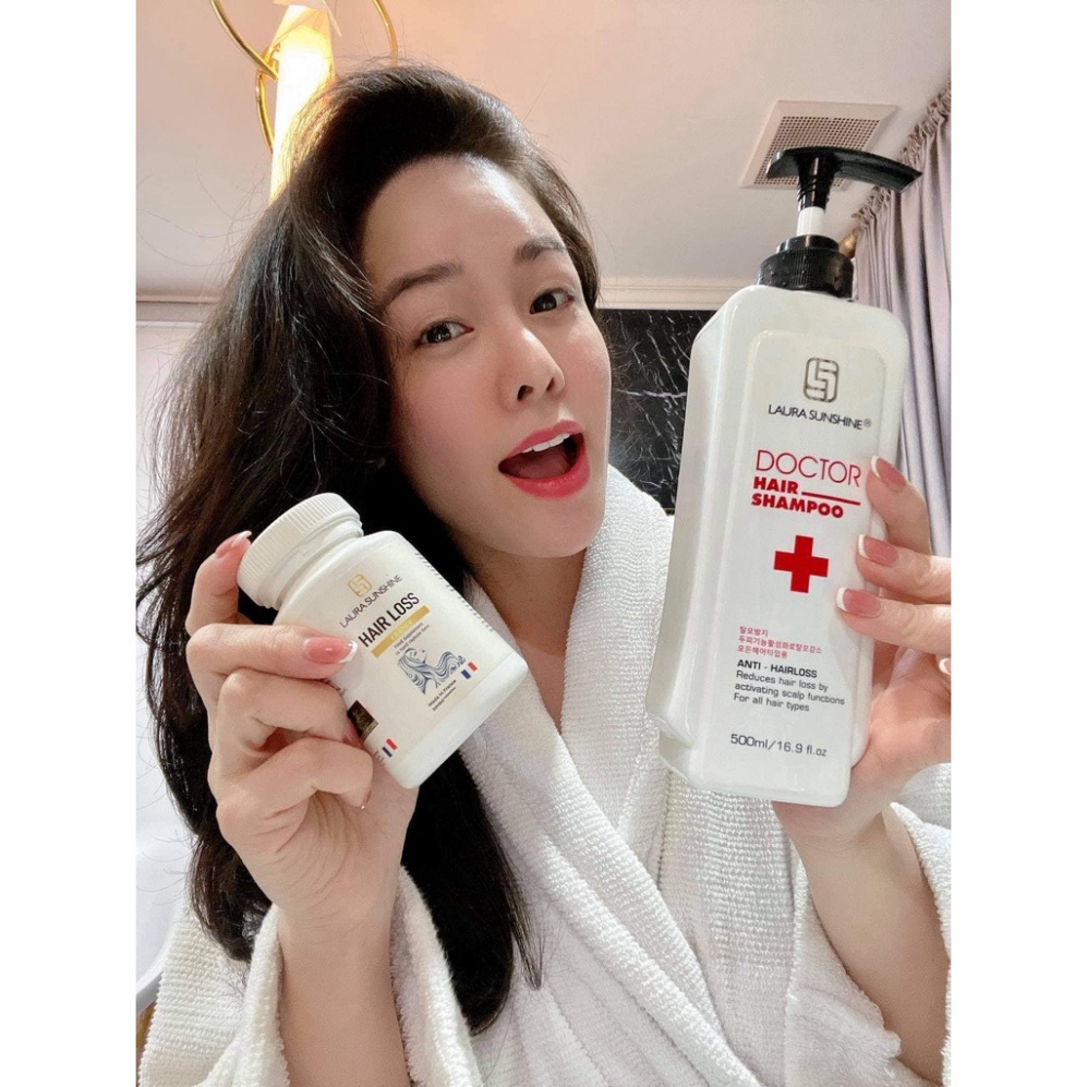 Bộ Đôi Dầu Gội Giảm Tóc Rụng Korea + Viên Uống Mọc Tóc Laura Sunshine Nhật Kim Anh