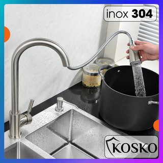  Vòi rửa bát vòi rửa chén inox 304 gắn mặt chậu vòi nước bồn rửa chén nóng lạnh rút đầu vòi 