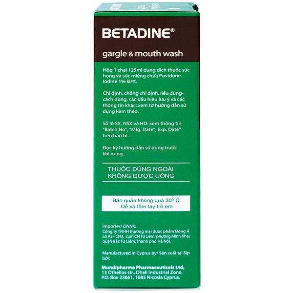 Nước súc miệng BETADINE nhập khẩu Châu Âu