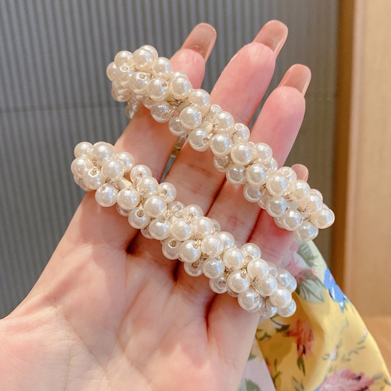 Dây Cột Tóc Mỏng Đính Ngọc Trai Hoa Mới Cho Nữ