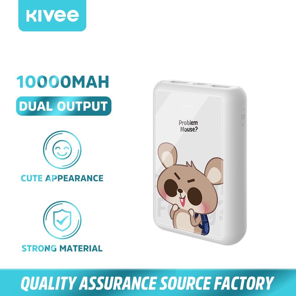 Kivee Pi52 10000mah Power Bank Cute Cartoon Pattern Dual USB Power Bank