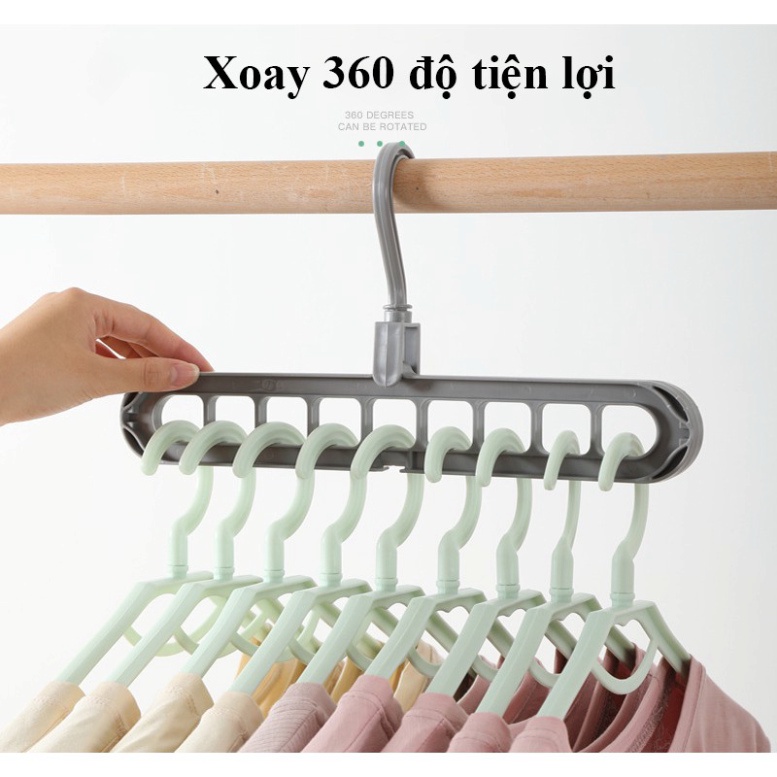 Móc treo quần áo 9 lỗ đa năng thông minh , thanh treo đồ 9 lỗ tiết kiệm diện tích