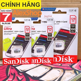 Thẻ nhớ Sandisk Micro SDHC 32GB, 64GB, 128GB Class10 – 100MB/S (Chính hãng) (ULTRA SQUNR-032G-GN3MN)