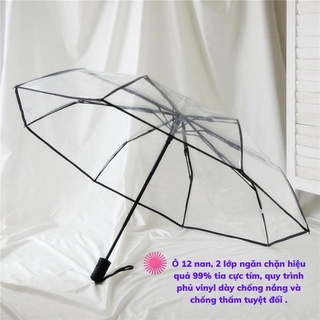 Dù Ô Dù Trong Suốt Gấp Gọn Tự Động Chống Thấm Phong Cách Hàn Quốc Du Che Mưa Asaki