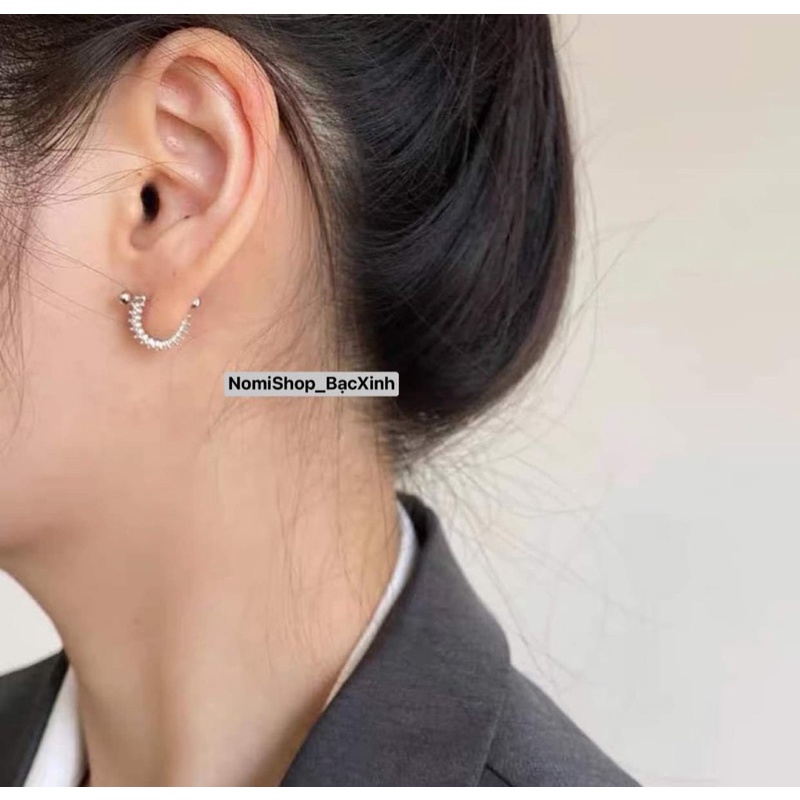 Bông tai bạc Hot Hit, Độc đáo phong cách Nhỏ gọn đầy cá tính Mainomi Shop Bạc Xinh