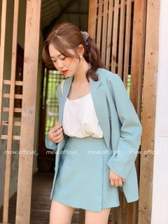 Set blazer và quần váy xanh mint